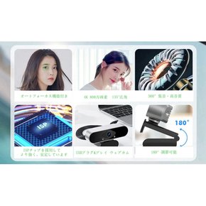 웹 4K PC USB 맥 OS 페이스북, 줌, 페이스타임 카메라 8 메가픽셀 135° 광각 오토포커스