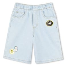 FRUITS STICKERS 허리밴딩 면청반바지(Z255AFN312_스카이블루)
