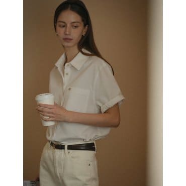 노운베러 Roll up stripe half sleeve shirt_Ivory