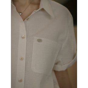 Roll up stripe half sleeve shirt_Ivory