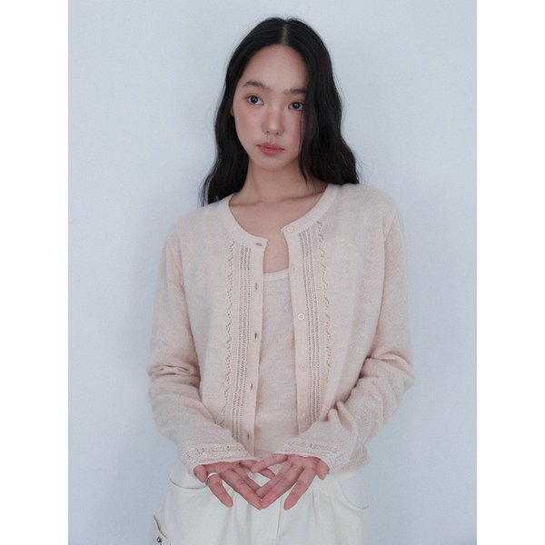 FRILL CROCHET LAYERED CARDIGAN [ PINK ]