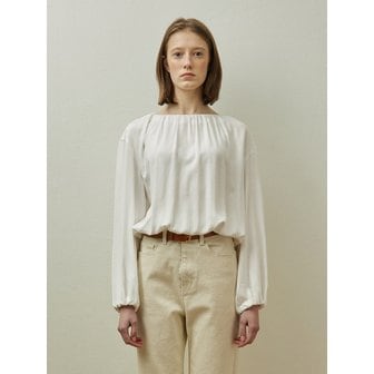 스텝어라운드 Shirring banding blouse_WHITE