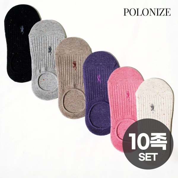[폴로나이즈] 10켤레 SET 라벤더 자수 페이크삭스 여성덧신