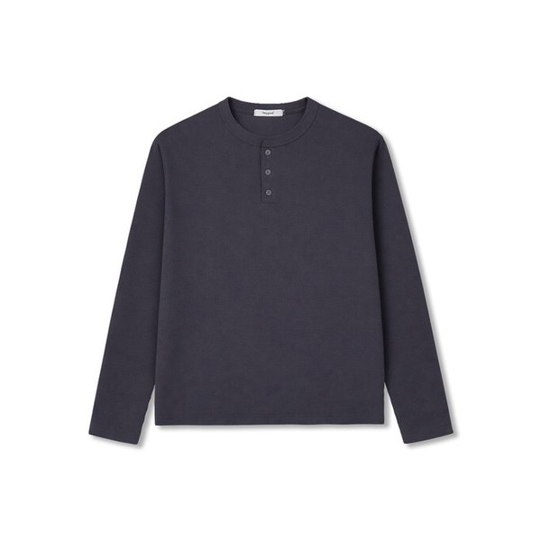 워셔블 세미 크롭 핸리넥 롱슬리브 - Charcoal