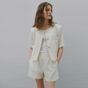 Tweed Crop Jacket - Cream