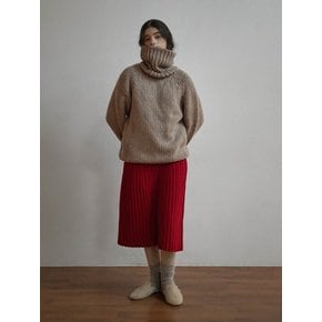 Wool Knit Pleats Color Skirt -3color