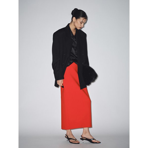 WOOL PENCIL MIDI-SKIRT_ RED