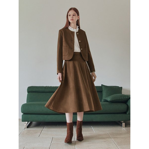 엠버 스웨이드 롱 스커트 / 브라운