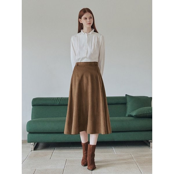 엠버 스웨이드 롱 스커트 / 브라운