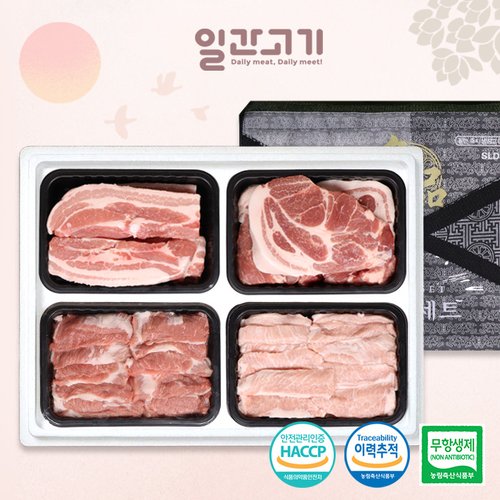 [일간고기][냉장]무항생제 한돈선물세트 7호 1.6kg (삼겹/목살/가브리/항정)