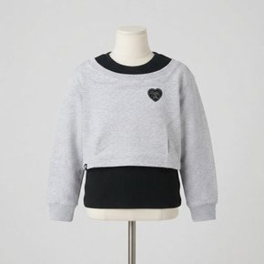 휠라 키즈 여아 레이어드 어깨트임 맨투맨 MELANGE GRAY FK263PO07G004 071