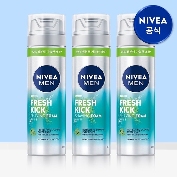 맨 프레시 킥 쉐이빙폼 200ml 3개
