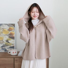 [최초가 129,000원][르포엠]리에트 울 블렌드 후드 판초 니트 자켓