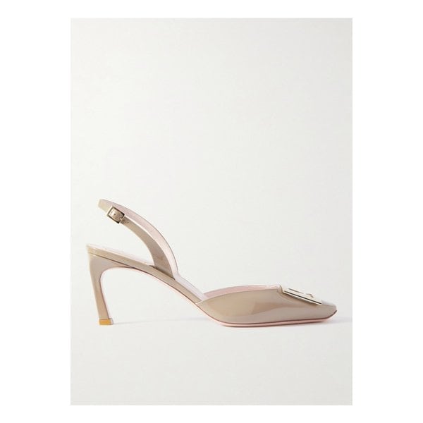 트럼펫 페이턴트 가죽 슬링백 펌프스 70mm 베이지 1647597326323767