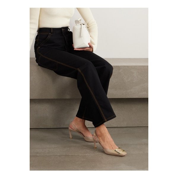 트럼펫 페이턴트 가죽 슬링백 펌프스 70mm 베이지 1647597326323767