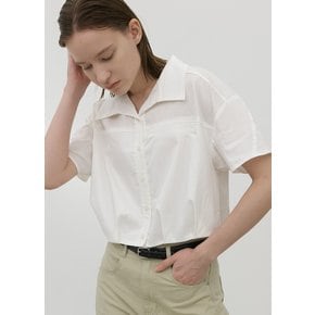 (BL-4213)LINEN CROP TUCK SHIRTS