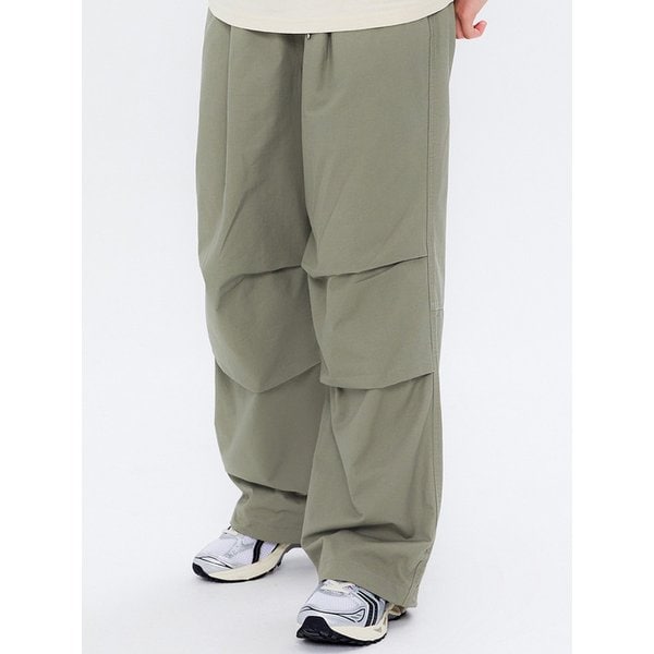 COTTON WIDE PARACHUTE PANTS KHAKI