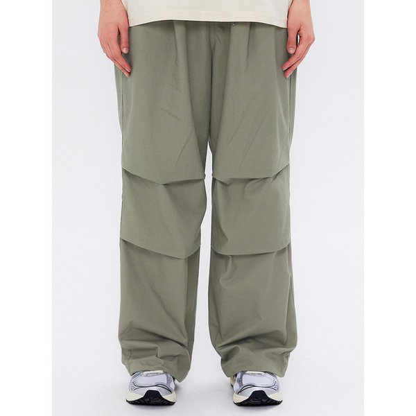 COTTON WIDE PARACHUTE PANTS KHAKI