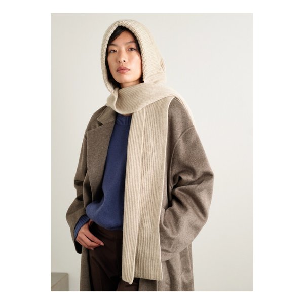 이브살로몬 후드 골지 울 캐시미어 혼방 스누드 베이지 46376663162873899