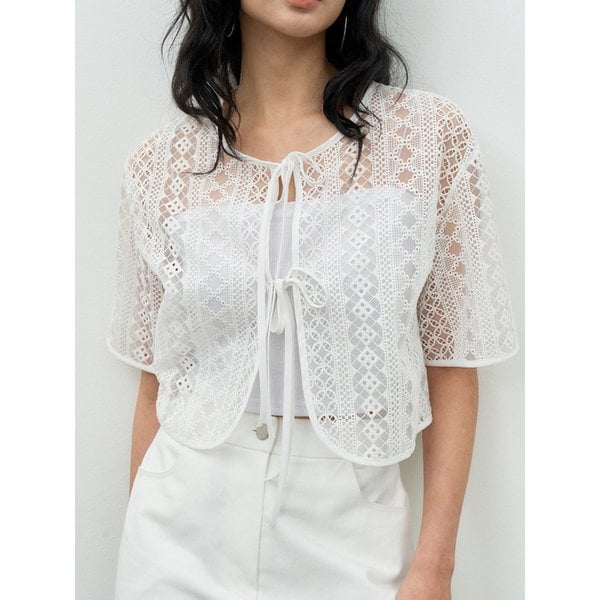 SUMMER COTTON EMBROIDERED CARDIGAN WHITE MBESJK002WH