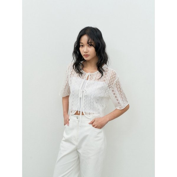 SUMMER COTTON EMBROIDERED CARDIGAN WHITE MBESJK002WH