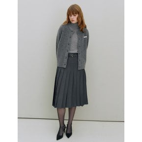 Belted wool pleated skirt (Grey)