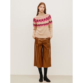 Jaquard Mohair turtle neck knit sweater in Nordic pattern YZCLKY4