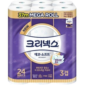 크리넥스 3겹 데코 & 소프트 화장지 37m 24개입, 1개