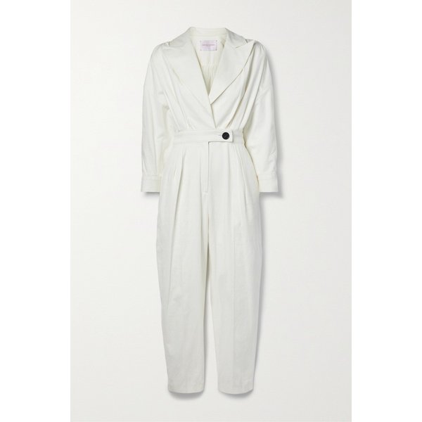 캐롤리나 헤레라 Pleated Cotton-blend Twill Jumpsuit 화이트 32027475400036492