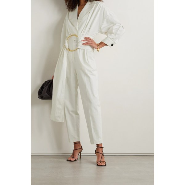 캐롤리나 헤레라 Pleated Cotton-blend Twill Jumpsuit 화이트 32027475400036492