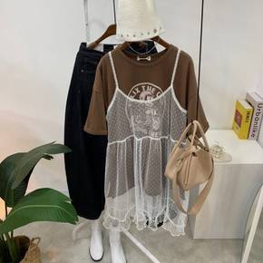 라이딩 빈티지 프린팅 레터링 트임 반팔 티셔츠 3color