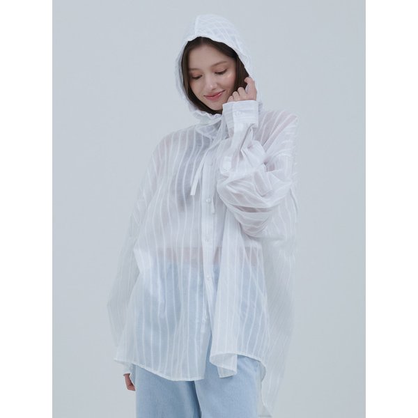 overfit see-through hooded shirt (3colors)