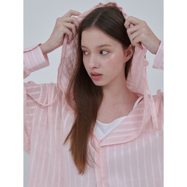 overfit see-through hooded shirt (3colors)