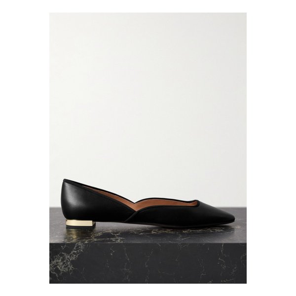 마이아 그로그랭 트리밍 가죽 발레리나 플랫 블랙 1647597328660413