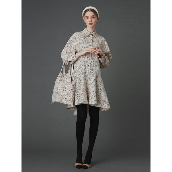 PM1233O150 Ren flared shirt dress_Beige
