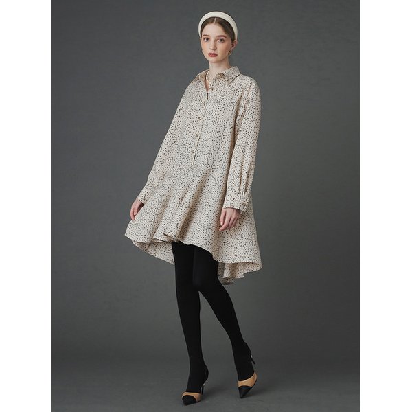 PM1233O150 Ren flared shirt dress_Beige