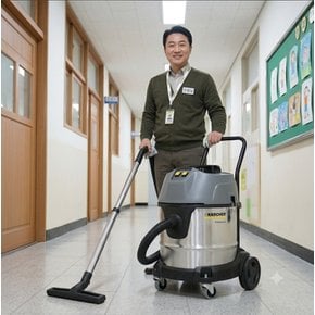 산업용 건습식청소기 2개의 강력흡입모터 50L 대용량 먼지통 스테인리스 KC인증 내구성이동식
