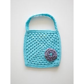 Flower corsage summer crochet bag (skyblue)