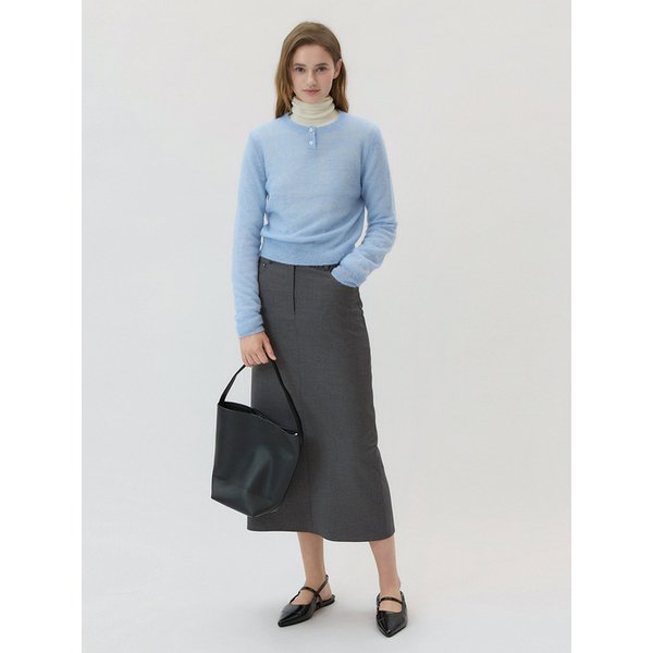 Mohair Henley Neck Knit Sky Blue AT5SWF026SL
