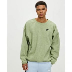 4654983 Nike Sherpa Winter Crew Neck Sweater - Oil Green  Black