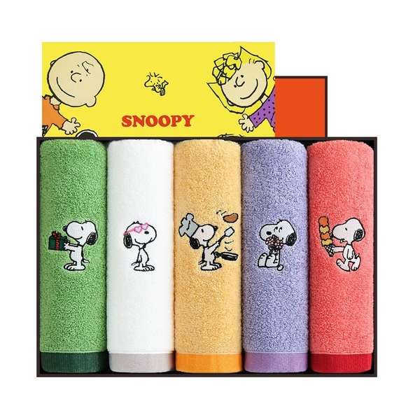 스누피 조이풀 150g 세면타월 5매 선물세트 (전용박스+쇼핑백)