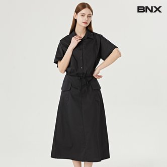 BNX 카라넥 반팔 셔츠 밴딩 카고 스커트 셋업 (BW2OP010L0)