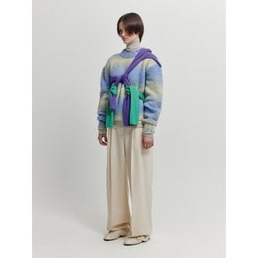 XARA Gradation Striped Knit Pullover - Yellow/Purple