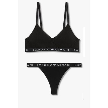 EMPORIO ARMANI 여성 로고 밴딩 소프트 컨투어 브라&티팬티 세트(0824381526,0824310518)