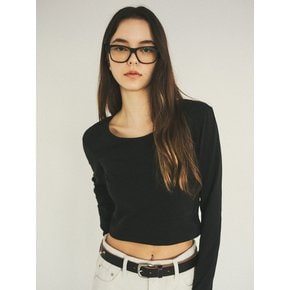 Every Day U-neck Semi Crop T-shirt_CTT314(Black)