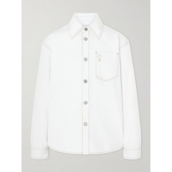 로고 자수 데님 오버셔츠 46376663163015929