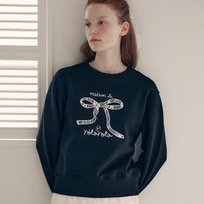 LACE RIBBON SWEATSHIRT BLACK