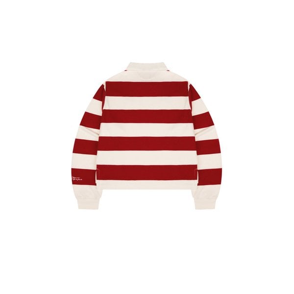 [여성] R로고 스트라이프 크롭 럭비 티셔츠