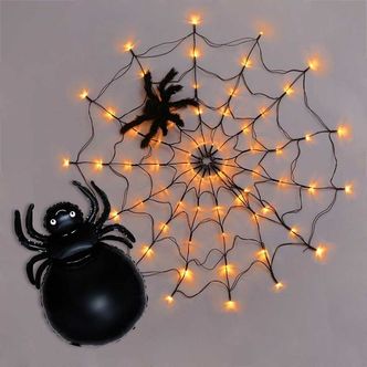 1300K 거미줄 LED 조명 벽장식&왕거미 풍선 세트