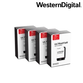 WD Ultrastar DC HC530 14TBx4 56TB 4PACK SATA3 WUH721414ALE6L4 패키지 헬륨 무상3년 NAS용 HDD